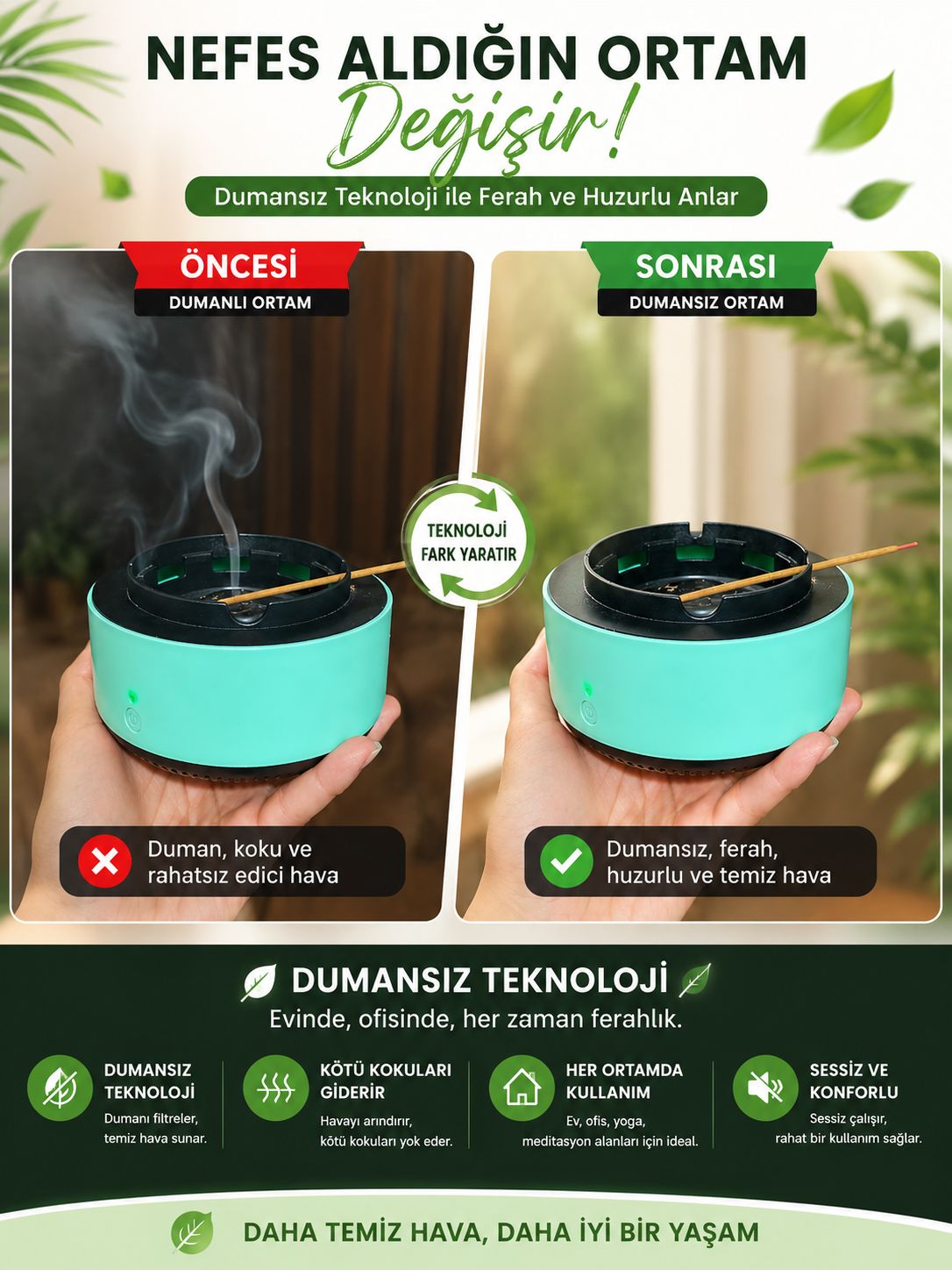 Dumanix Dumansız Küllük / Yeni Nesil Duman Filtreleme Teknolojisi